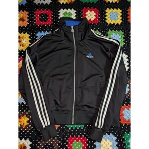 Vintage Adidas Jacket Women's Small Black 3 Stripes Running Activewear